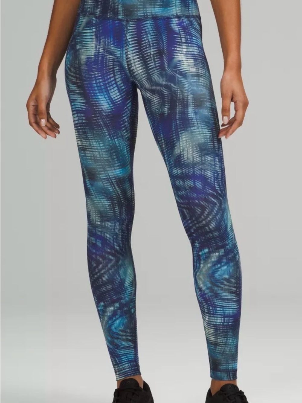 Lululemon Wunder Train HR Blue Printed Performance Leggings - size 4